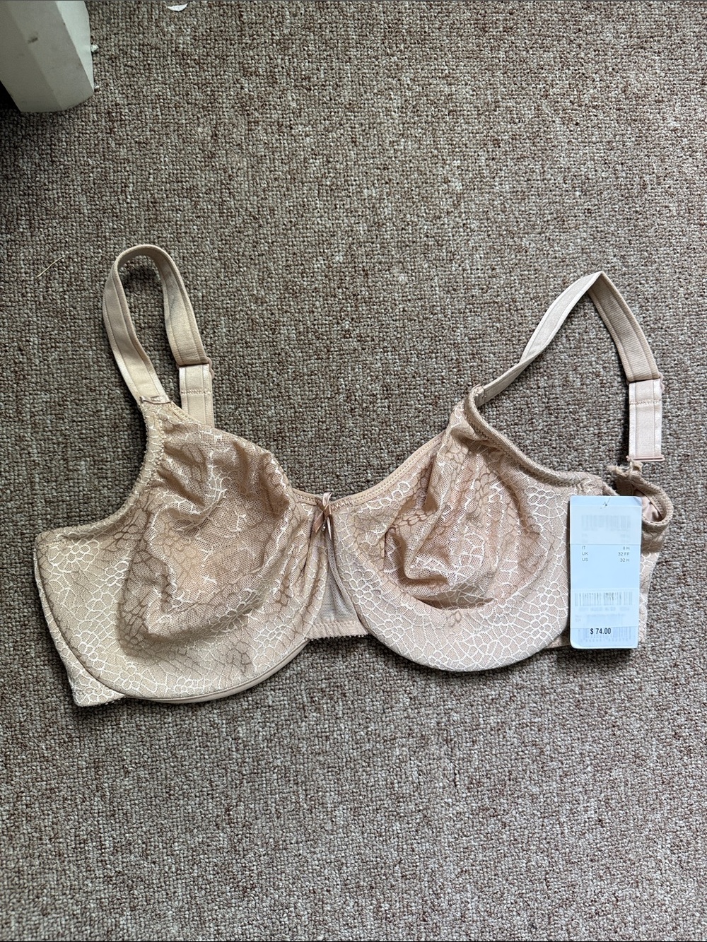 Chantelle Minimizer 32H Mesh Lace Underwire Bra in Nude NWT